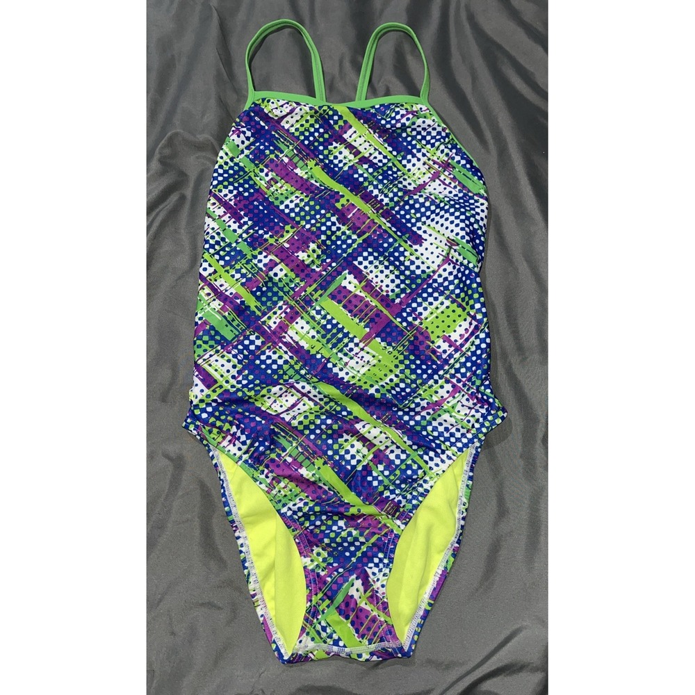 Speedo Flipturns Multi Colored Endurance Lite Splashback Swim Suit, Size 36